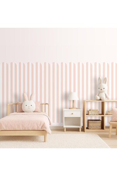 DECOMALL ملصق جداري نصف دائري مخطط PP-85 - ديكور جداري ذاتي اللصق لغرفة الأطف...