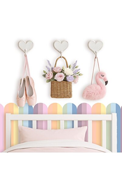 DECOMALL PP-83 Kemerli Çizgili Yarım Duvar Sticker – Bebek & Çocuk Odası Kendinden Yapışkanlı Duvar Dekoru