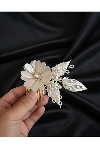 Mirnova Pembe Çiçek Model Gelin Tarak Toka-Tarak Toka-Gelin Tacı(1 adet)