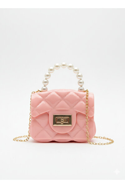 synshop Rugan Powder Pink Pearl Detail Силиконова чанта през рамо за жени, мл...