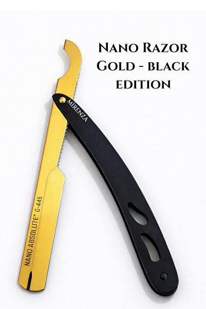 mirenza cosmetic Klasična britva od nehrđajućeg čelika u crno-zlatnoj boji - ...