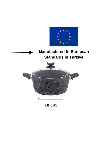 Alfa Granite Casserole Pot Swiss Stone 18cm | Non-Stick | Induction Compatible | Healthy Cooking
