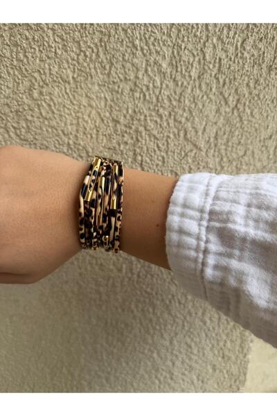 Cadera Jewelry سوار بتصميم متعدد الصفوف بنقشة الفهد