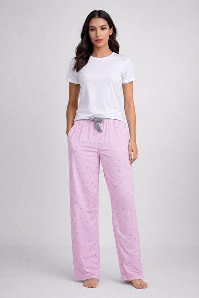 ANI İÇ GİYİM Comfortable Cut Cotton Single Bottom Pajamas with Bow Belt Women...