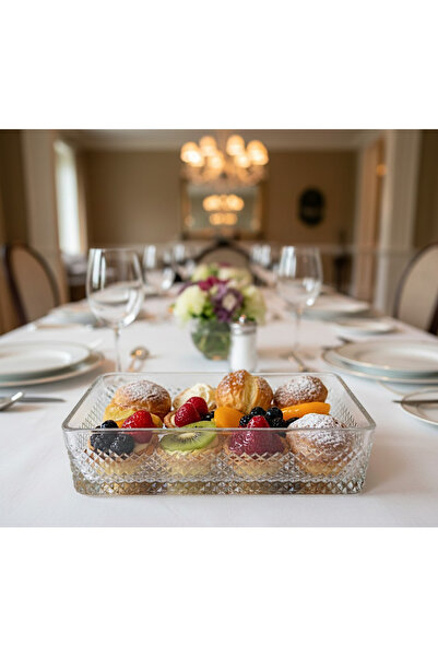 Glowvera Luxury Handcrafted Cut Crystal Glass Rectangular Appetizer and Prese...