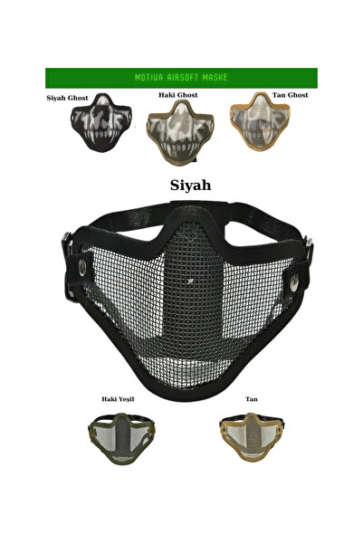 Airsoft Yüz Maskesi Black Koruyucu Pro Çelik Tel Maske