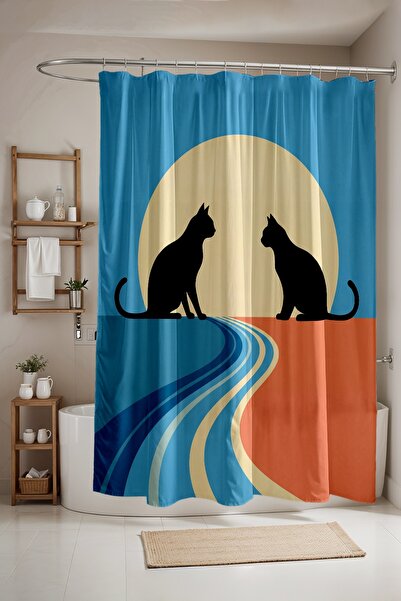 EVPANYA ستارة حمام، ستارة دش منقوشة بنمط موعد ضوء القمر، ستارة حوض استحمام 17...