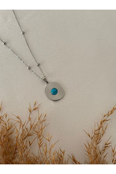 stainless steell Turquoise Stone Silver Steel Necklace