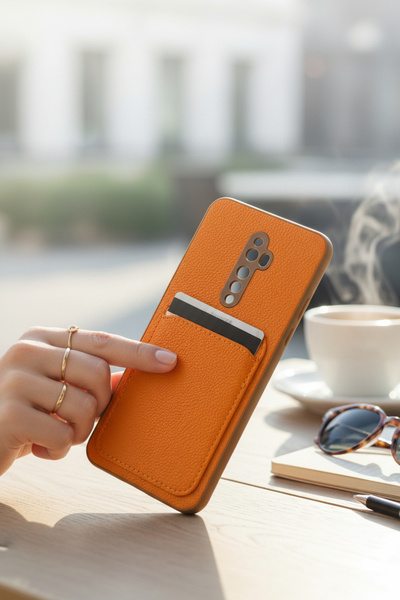 batuteknoloji Oppo Reno 2Z Kartlıklı Suni Deri BTU Duo Case Silikon Kapak