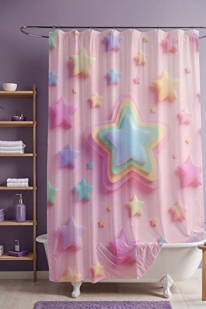 EVPANYA Perdeau de baie, perdea de duș cu model Visuri înstelate, perdea pent...