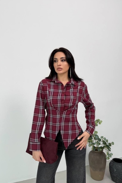 Safgiyim44 Women's Designer Shirt Blouse Burgundy