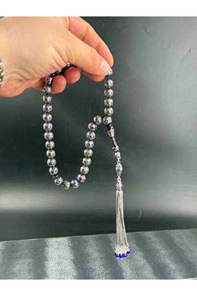 Tesbih-i Hazır Tesbihçilik Premium Master Series Silver and Coral Inlaced Erz...