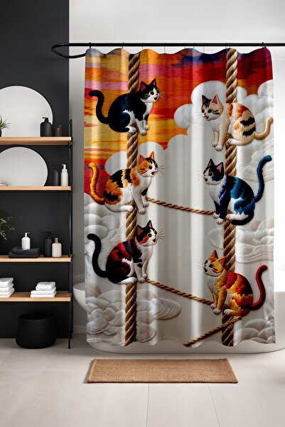 EVPANYA Bathroom Curtain, Clouds Above Play Pattern Shower Curtain, Bathtub C...