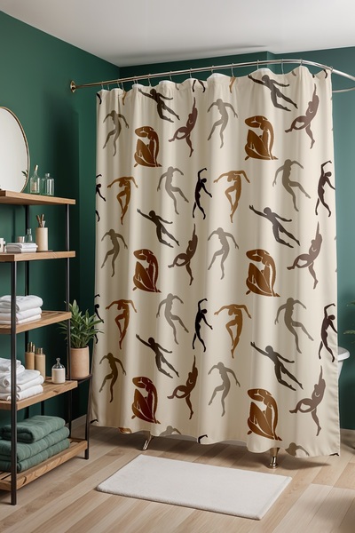 EVPANYA Perdeau de baie, Perdeau de duș cu model Sportive Moves, Perdeau pent...