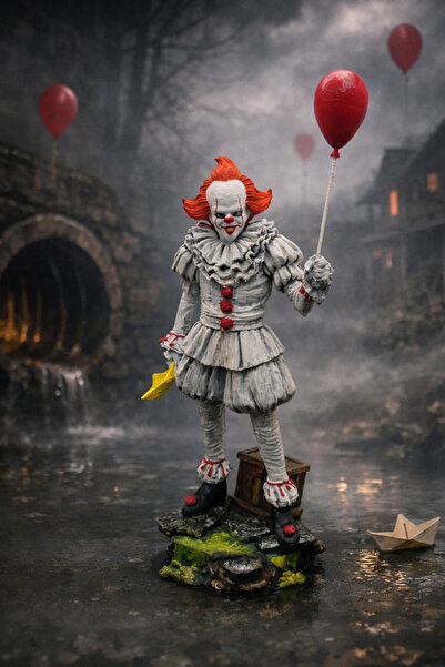 3D Pennywise Figür - It Palyaço Korku Film Heykel - 20 cm - Hediyelik / Kolek...