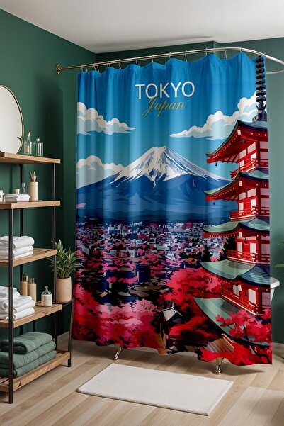 EVPANYA Завеса за баня, завеса за душ с мотиви от Далечния Изток, завеса за в...
