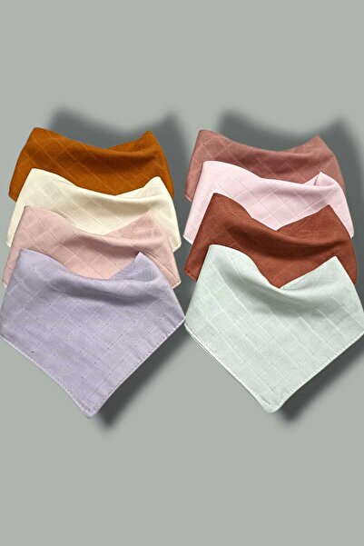 sağel 100% Cotton 8 Pieces Muslin Collar Bib Double Layer with Two Snaps Tull...