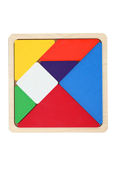 lina hobby 18 cm Ahşap Tabanlı ve 3D Baskı Renkli Tangram - Zeka Oyunu Seti