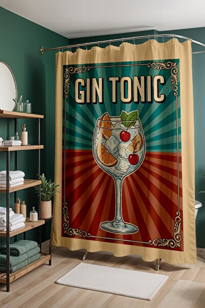 EVPANYA Bathroom Curtain, Bar Chronicles Patterned Shower Curtain, Bathtub Cu...