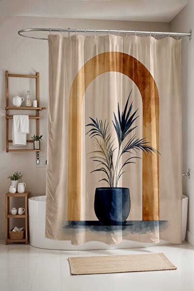 EVPANYA ستارة حمام، ستارة دش بنمط نباتي أزرق، ستارة حوض استحمام 175x200 سم