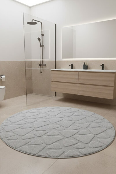 ÇELEBİ HOME TEKSTİL Beyaz Pamuk Banyo Paspası Makinede Yıkanabilir Kaymaz Tab...