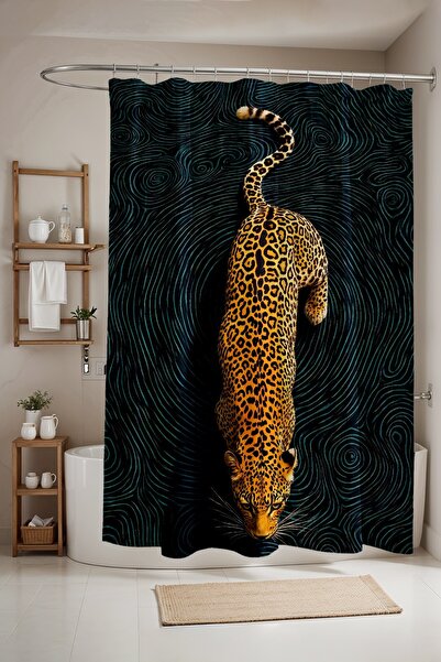 EVPANYA Perdeau de baie, perdea de duș cu model Night Hunter, perdea pentru c...