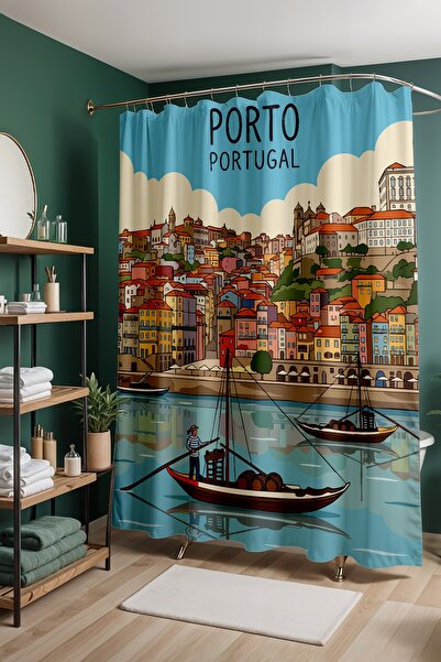 EVPANYA Perdeau de baie, perdea de duș cu model Visul Portugaliei, perdea pen...