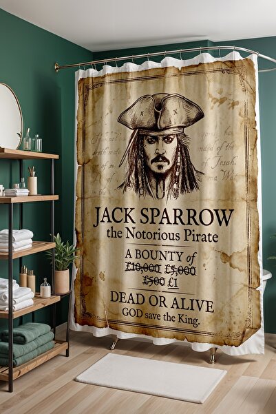 EVPANYA Perdeau de baie, perdea de duș cu model pirat, perdea pentru cadă 175...
