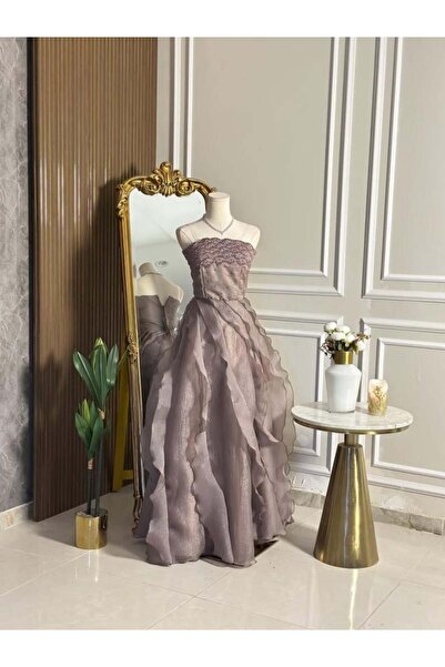 vanus fashion 6829-A mauve-gray dress with a touch of soft luxury