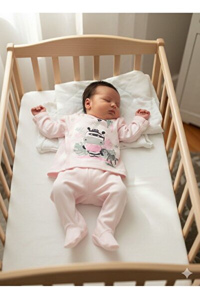 Yağmur Giyim Elbebek Zebra Patterned 100% Cotton 2 Piece Hospital Discharge S...