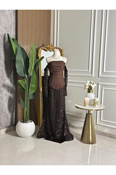 vanus fashion 6878 - فستان موكا ليلي