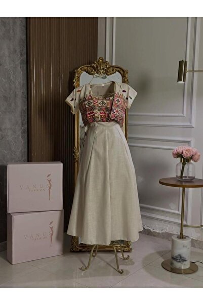 vanus fashion 6978 - فستان سكري بنقوش تراثية