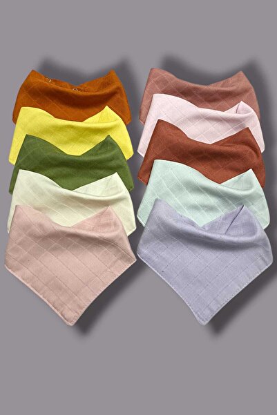 sağel 100% Cotton 10 Pieces Muslin Collar Bib Double Layer with Two Snaps for...