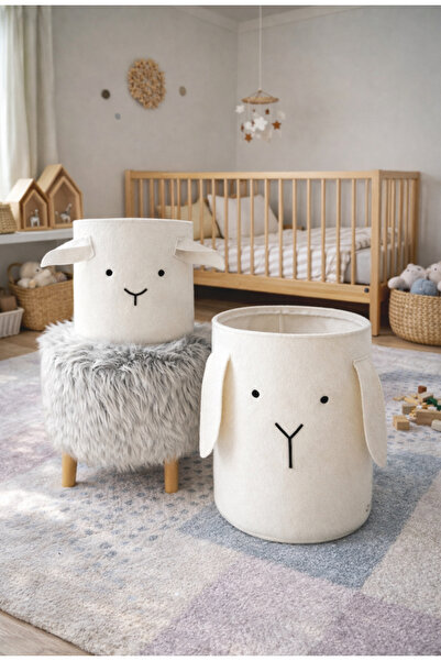 CERTIVA Kids Keçe Kuzu Figürlü Oyuncak ve Kirli Sepeti Bebek & Çocuk Odası Ça...