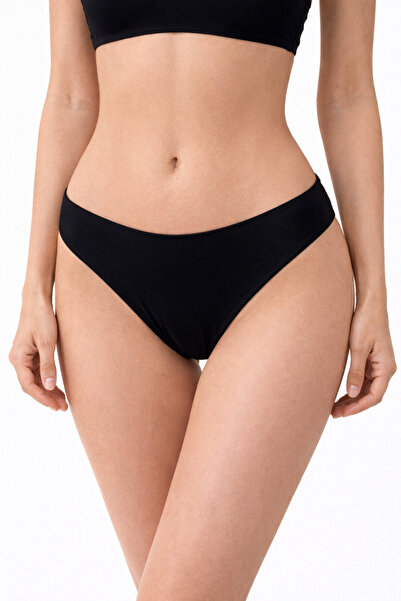 PİAURA Kadın Siyah Basic Bikini Altı – Orta Bel, Esnek Kumaş, Konforlu Mayo Altı
