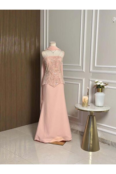 vanus fashion 6780 - Soft evening dress in light pink