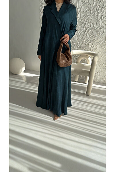 OZA Luxury Petrol Green Blazer Abaya – Elegant Textured Abaya