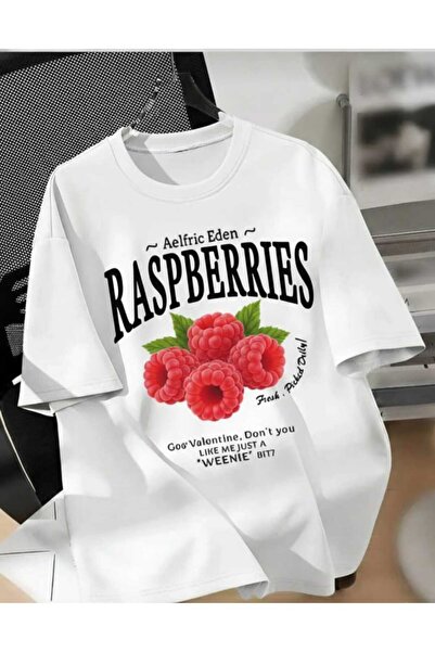 COHERENT Unisex Men'S/Women's Rasberries Custom Printed Oversize Cotton T-Shirt