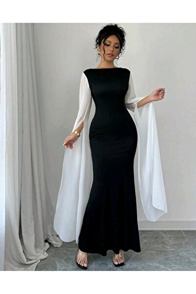 RANO-BOUTİQUE Elegant women's long-sleeved dress with a distinctive design