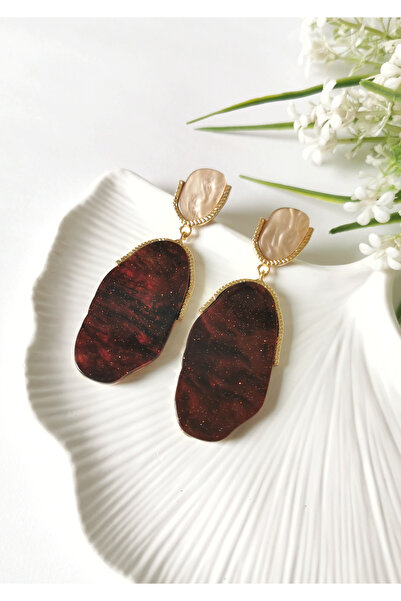 Halley Concept Galaxy Stone Look Dangle Earrings Brown