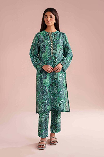 Nishat Linen طقم من قطعتين - مطبوع مطرّز - مقاسات من 26 إلى 35