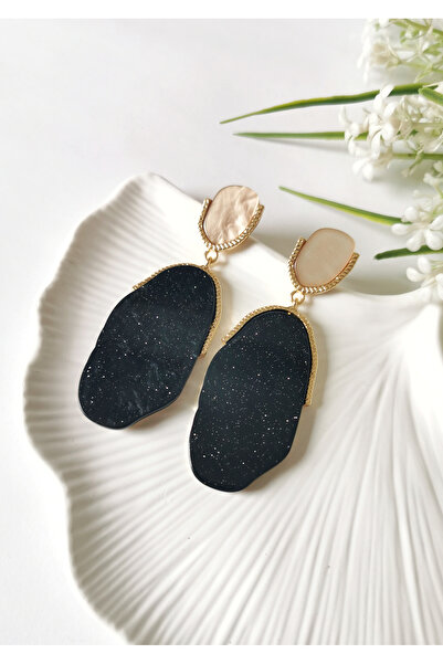 Halley Concept Galaxy stone look dangle earrings - black
