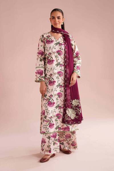 Nishat Linen 3 Piece - Printed Embroidered Suit - PE 26-70