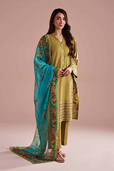 Nishat Linen 3 Piece - Embroidered Suit - PE 26-321