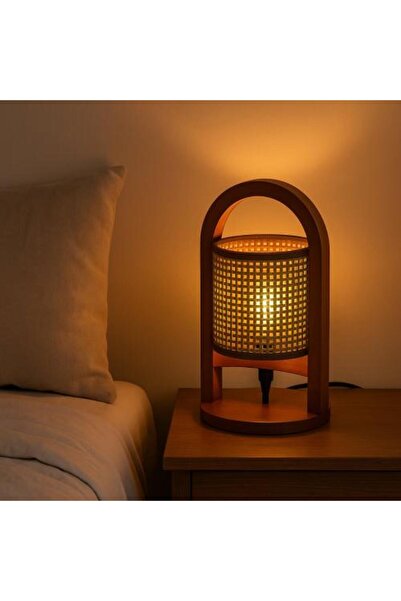 Generic Wooden Table Lamp with Bamboo Base