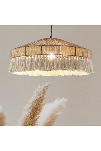 Arslan tekstil Jola - Bohem Vintage Kenevir İp Püsküllü Asma Tavan avize