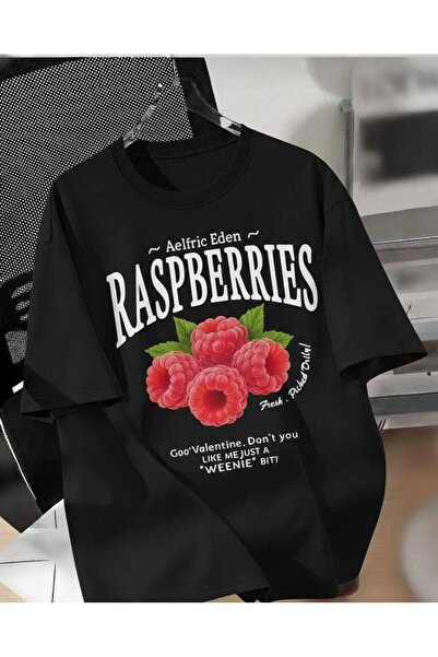 COHERENT Unisex Men'S/Women's Rasberries Custom Printed Oversize Cotton T-Shirt
