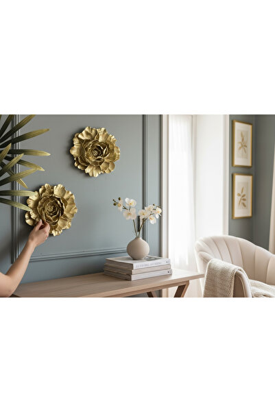 LUXURİANTCRAFT Duvar Aksesuar 2’li Çiçek Dekoratif Duvar Kombin 20 cm