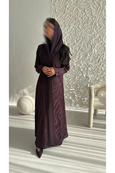 OZA Burgundy Blazer Abaya for Women – Elegant Textured Open Front Abaya