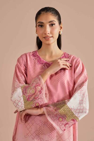 Nishat Linen Printed Embroidered Shirt - PE 26-03